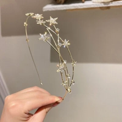 Stars Gold Headband Hair Accessories Birthday Prom Grad Princess Wedding Bride