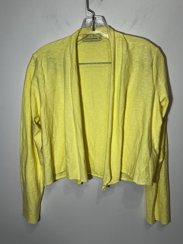 Cut Loose Cotton Linen Blend Jacket Small Yellow Knit Cardigan
