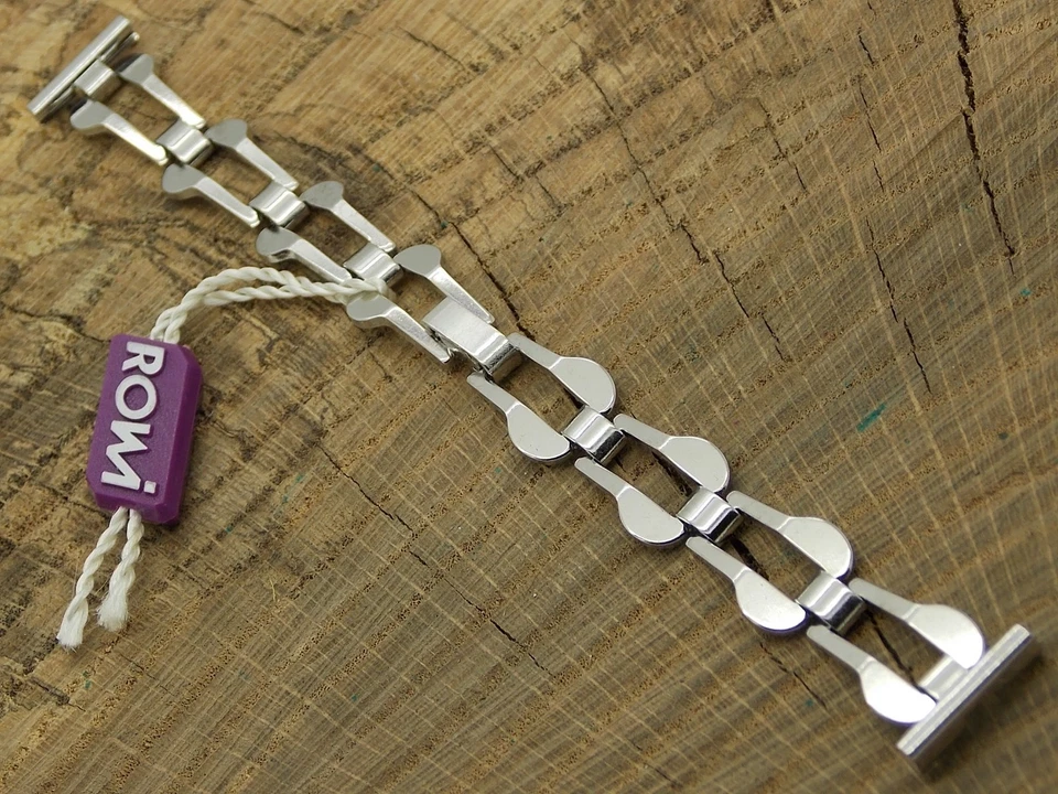 Pulsera Rowi de acero inoxidable con cierre de mariposa de 16 mm vintage nueva de colección Foto 2 de 4