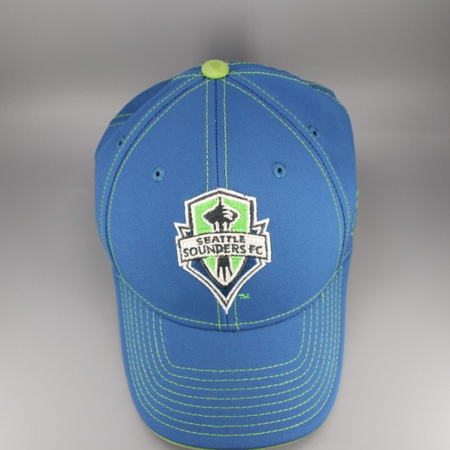 Seattle Sounders FC Hat Cap Fitted Blue Green Climalite MLS Adidas S/M - Picture 3 of 10