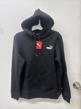PICK SIZE - NWT Puma Women's Black Essentials Embroidery Fleece Pullover Hoodie