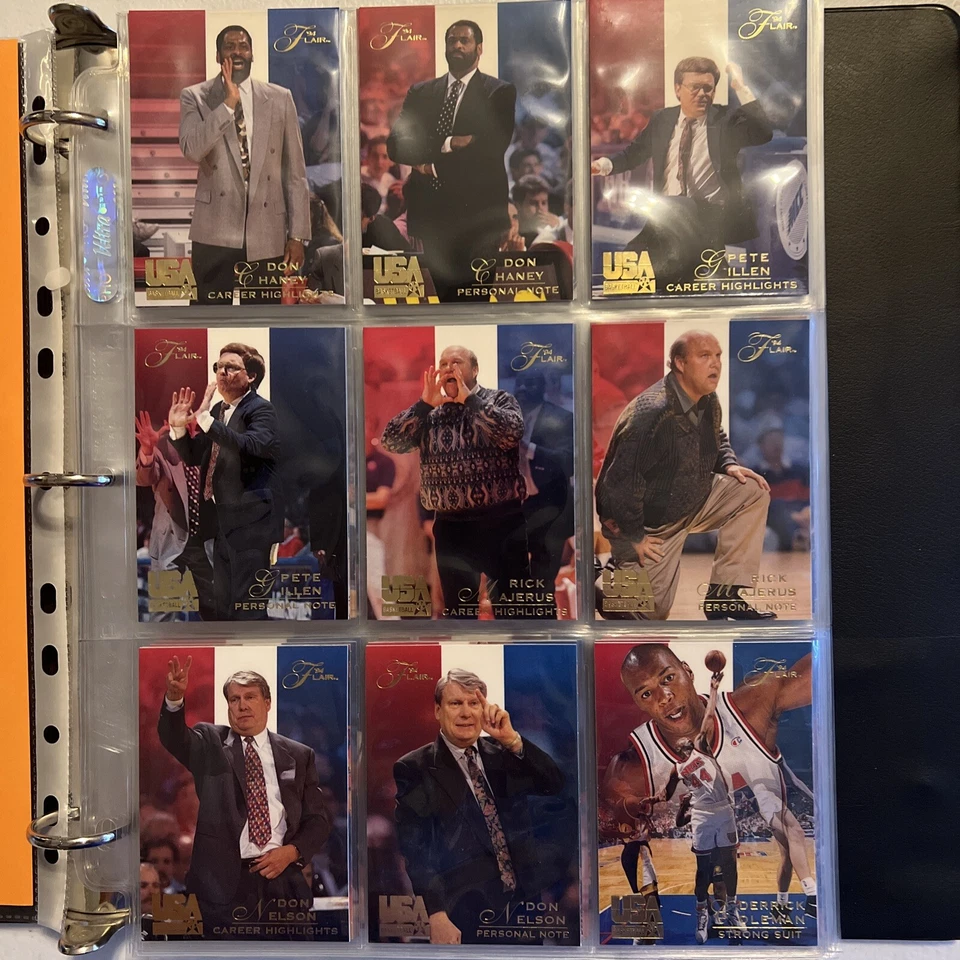 Juego de 120 cartas de baloncesto Flair USA 1994, un hermoso conjunto con 66 miembros del Salón de la Fama Foto 2 de 4