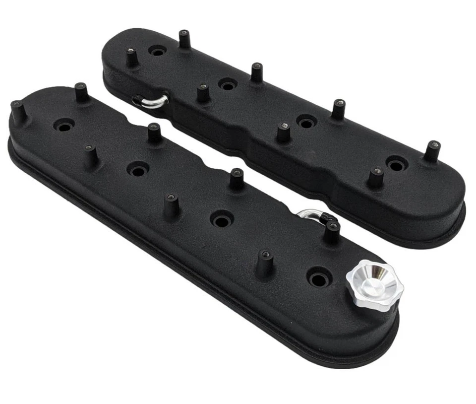 Tall Valve Cover For Chevrolet Corvette Wrinkle Black Granatelli 640362 - Image 2 of 4