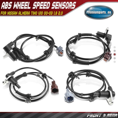 4x ABS Wheel Speed Sensors Front & Rear for Nissan Almera Tino V10 00