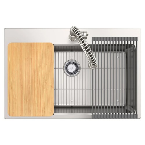 Kohler Provo 33" Dual Mount Single-bowl Kitchen Sink Kit 35963-1PC-NA Stainless - Picture 3 of 8