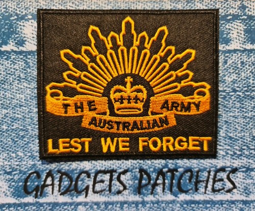 ANZAC LEST WE FORGET Rising Sun Australia Iron On Patch Sew - Picture 3 of 4