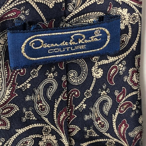 Corbata de cachemira azul marrón marrón marrón azul Oscar De La Renta Couture The Boardroom para hombre - Imagen 4 de 6