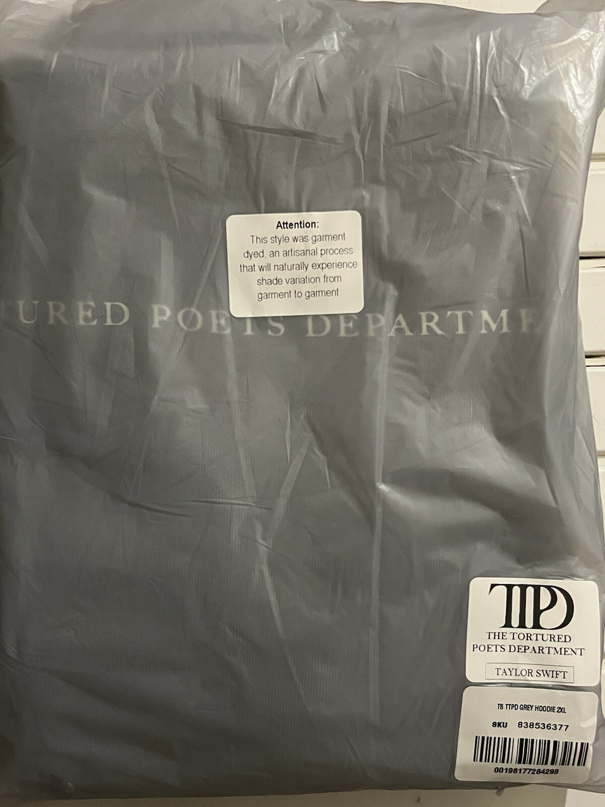 Taylor Swift The Tortured Poets Department Gray Hoodie Size 2XL- Sold Out image 4