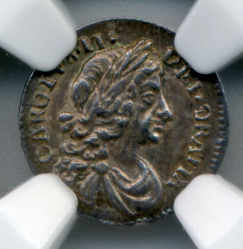 1674 England Penny, Charles II, Inverted G in Gratia - NGC AU58