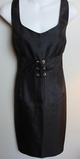 SANDRA DARREN Size 6 Black Sleeveless Cocktail Party Dress Lace Up Front