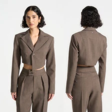 Women Suit Peak Lapel Short Jacket Leisure Fashion Dressy Wedding Activewear