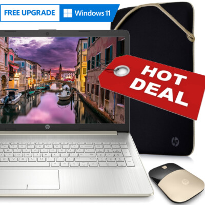 HP 15.6 Laptop AMD Athlon 3050U 3.20GHz 128GB SSD Drive 4GB +MOUSE & CASE BUNDLE
