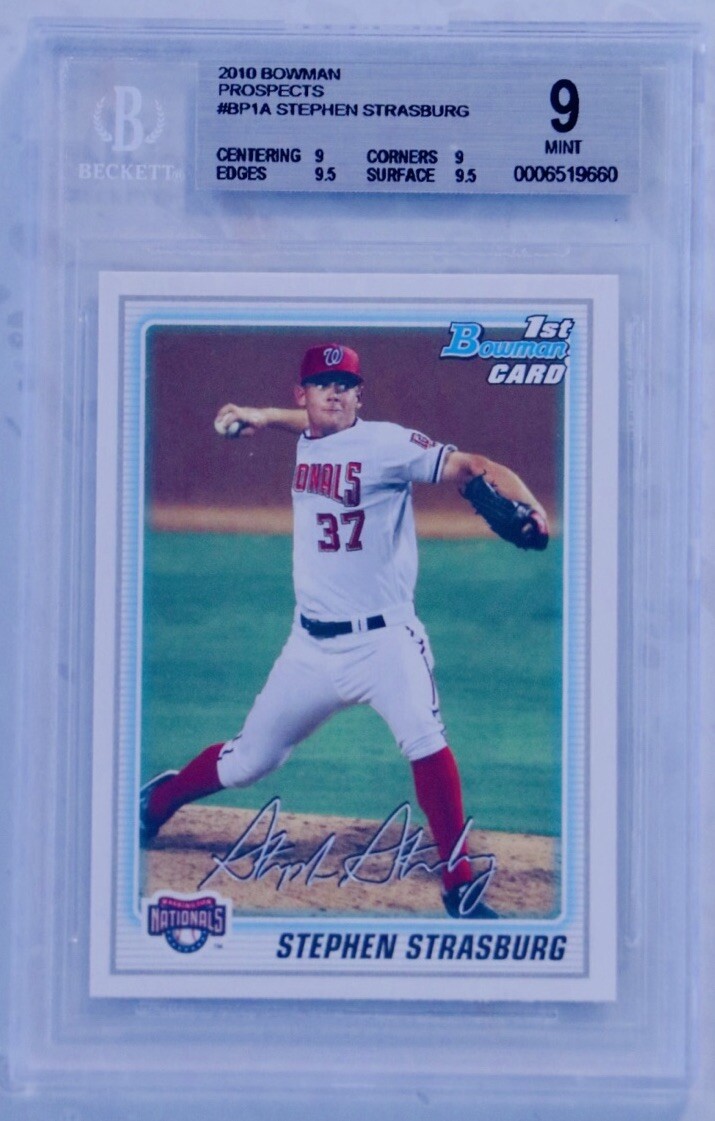 2010 Bowman Stephen Strasburg Rookie RC #BP1A BGS 9 Mint Nationals