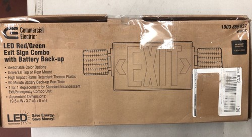 NEW COMMERCIAL ELECTRIC Combo 14-Watt Equivalent Integrated LED White Exit Sign - 第 2/2 張圖片