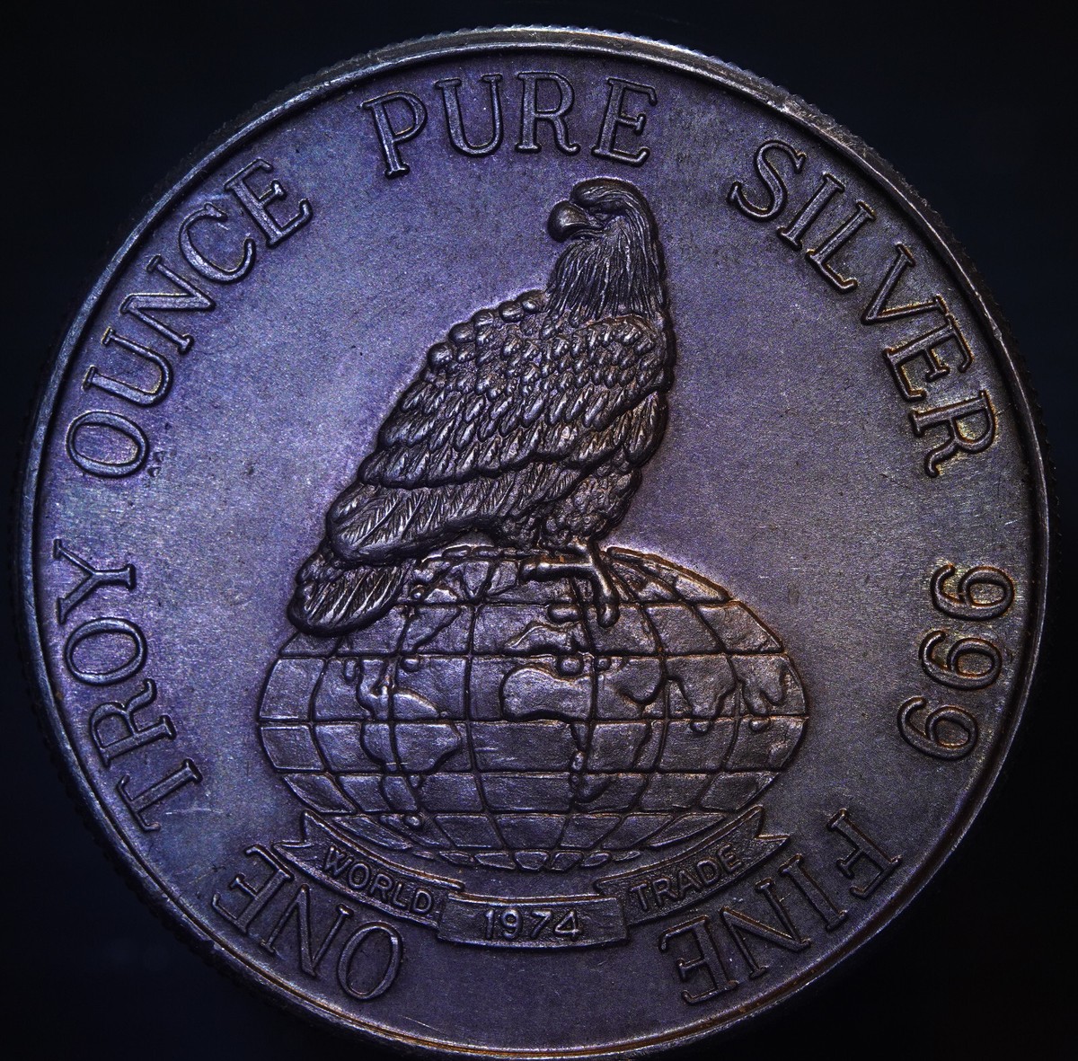 1974 El Paso Mint Texas World Eagle Star 1oz 999 FINE Silver art