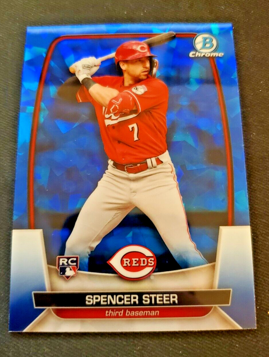 Spencer Steer Rookie Card (RC), 2023 Bowman Chrome Sapphire #52, Cincinnati Reds