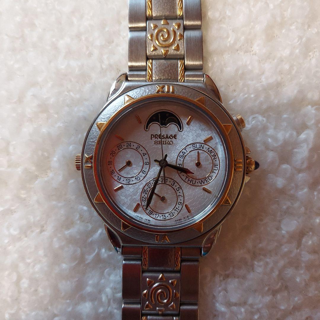 SEIKO MOON PHASES 7F39-6070 QUARTZ PRESAGE TRIPLE CALENDAR SEIKO MOON PHASES 7F39-6070 QUARTZ PRESAGE TRIPLE CALENDAR