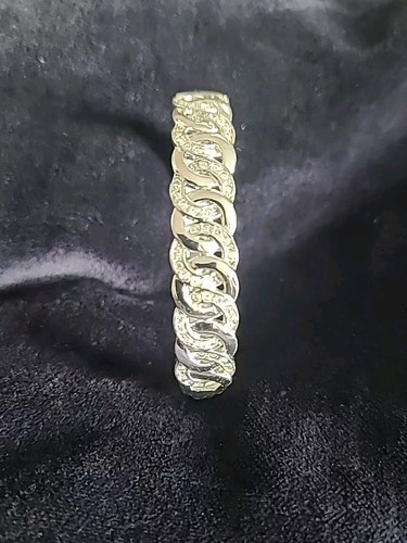 Women Fashion Costume Bracelet Silver Tone Clear White Diamanté Stones Clasp Clo - Picture 6 of 14
