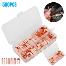 500Pcs 7 Size Non Insulated Wire Splice Ferrules Kit Red Copper Crimp Connector