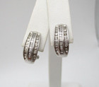 10K White Gold 72 Diamond 1/2 Hoop Earrings [E200] — photo 2