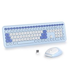 Wireless Typewriter Keyboard and Mouse Combo Retro 104 Key Full Size Office S...