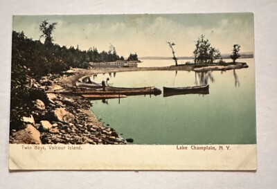 Antique Postcard Two Bays Valcour Island Lake Champlain Adirondacks NY B83-2