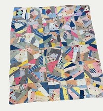 Handmade and Hand tied Crazy Quilt 80 x 66 Vintage