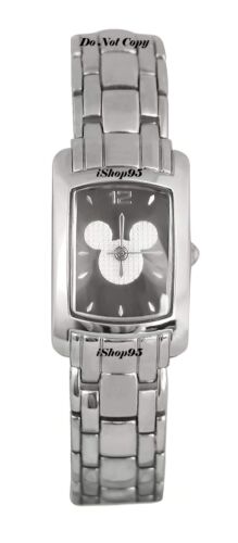 New Disney Ladies Mickey Mouse Silver Rectangular Watch Old Stock Retired - Picture 1 of 1