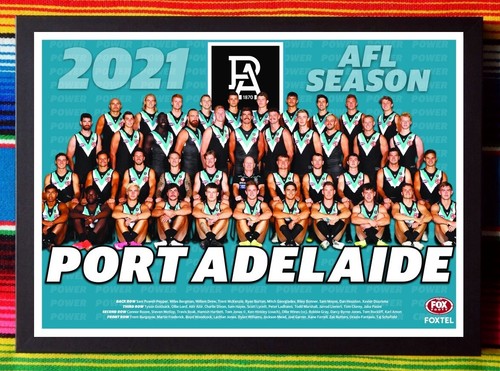 Framed 2021 PORT ADELAIDE POWER AFL Poster - 84cm x 59.5cm x 3cm - Picture 1 of 3