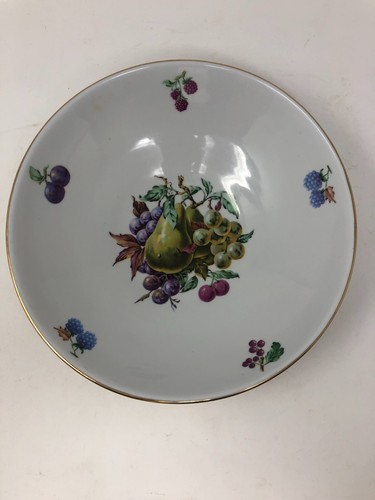 Naaman of Israel Fruit Themed Round Ceramic Pedestal Serving Bowl 10" Across - Picture 7 of 13