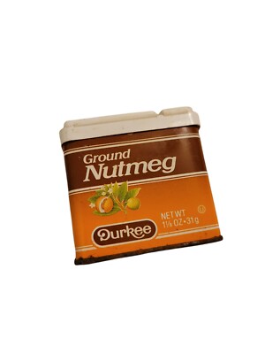 Vintage 1980 s Durkee Ground Nutmeg Metal Collectible Tin 1 1/8 oz Empty