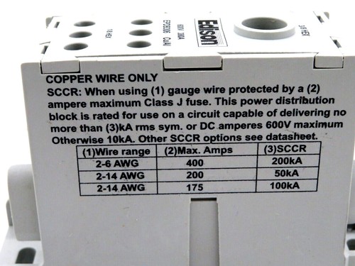 NEW EDISON EPDB306 POWER DISTRIBUTION BLOCK 600V 380 AMP - Picture 3 of 5