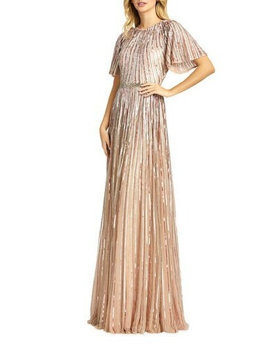 #409 MAC DUGGAL Sequin Pleated A-Line Gown Size 4 - Picture 1 of 9