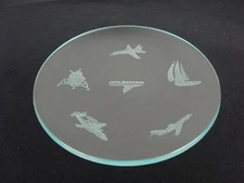 Grumman Aviation Etched Clear Glass Plate~ Apollo 11 - Jets - Hawkeye - Sailboat