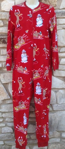 Nick & Nora 1 pc Pajamas Womens S Sock Monkey Red Sports Skiing Skating Sledding - 第 1/9 張圖片