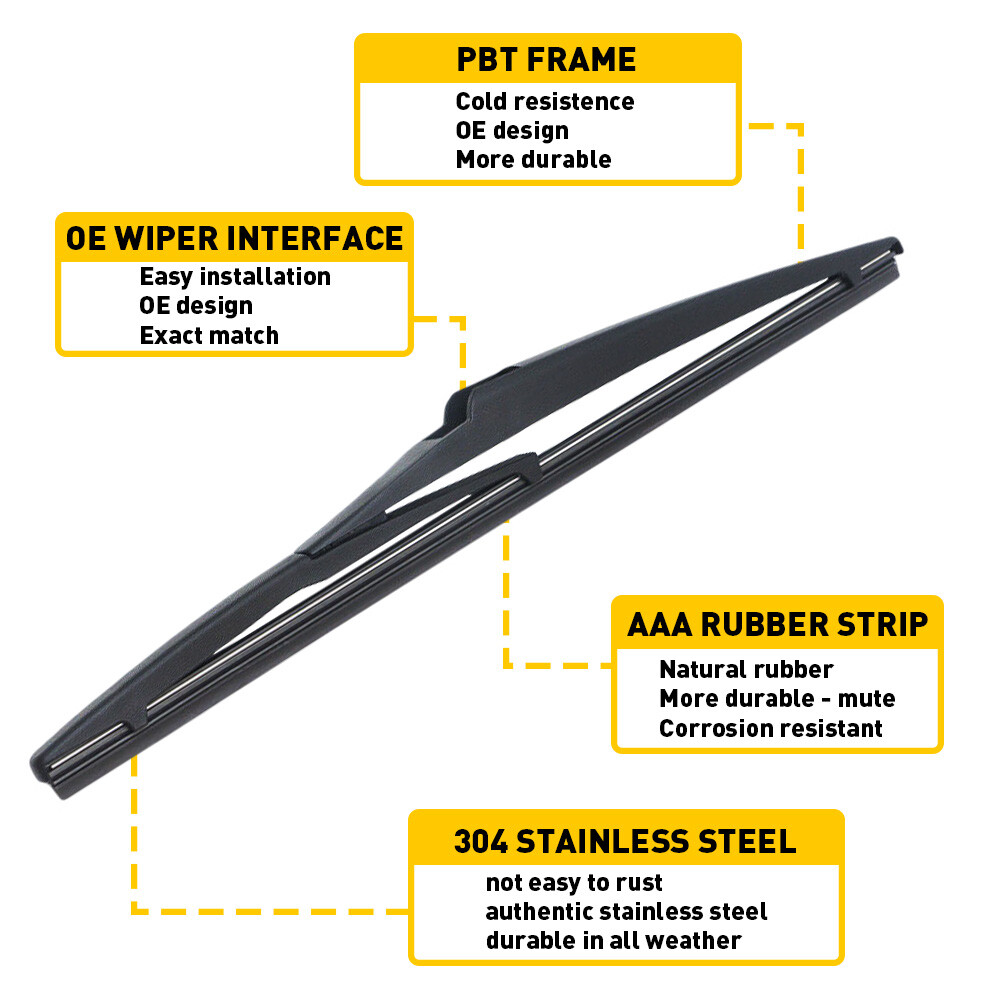 Rear Wiper Blade & Arm For Toyota RAV4 2013-2019 – Complete Back Window Wiper Set