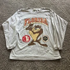 Vintage Florida State Seminoles Taz Looney Tunes Long Sleeve Shirt Pullover XL