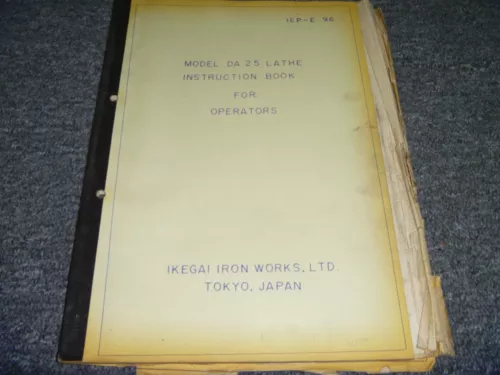 Ikegai DA-25 Lathe Owner Operator Instruction Manual User Guide IEP-E 96