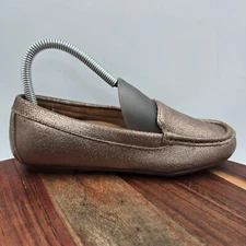 Vionic Debbie Driving Loafer Shoes Women's 5 Pewter Metallic Leather Comfort Moc