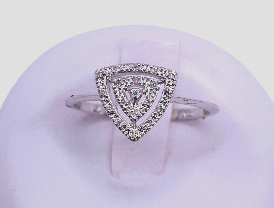 10k Solid White Gold Diamond Minimalist Modern Stackable Ring - Image 2 of 4