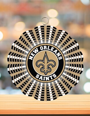 Handmade New Orleans Saints Inspired 8in Round 3D Wind Spinner