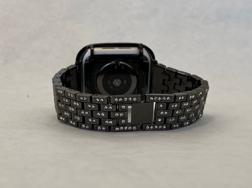 Black Apple Watch Band Crystal or Apple Watch Cover Lab Diamond Bumper Bling - Picture 8 of 10