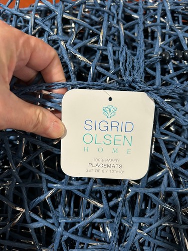 Sigrid Olsen Set of 8 Blue & Silver Sparkly Reusable Placemats NEW - Picture 3 of 3