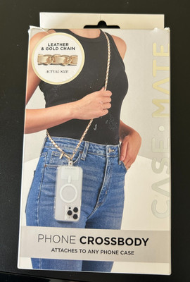 Case-Mate Phone Crossbody Adjustable Smartphone Leather & Gold Chain - Taupe