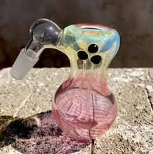 14mm Glass Ash Catcher Gold And Silver Fumed 45 Degree