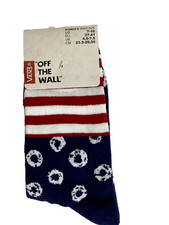 Vans off the wall Women's Blue/Red Carmine Crew Socks Size 7-10