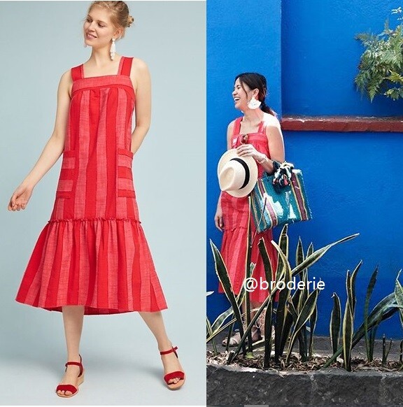 即発! サイズS Anthropologie Tonal Striped Dress $148 ANTHROPOLOGIE Tonal Striped Dress S new red | eBay
