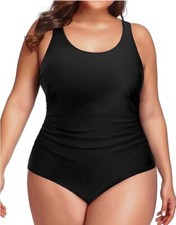 DACI Women  s Plus Size 20W Athletic Tummy Control Ruched U Back 1pc Swimsuit