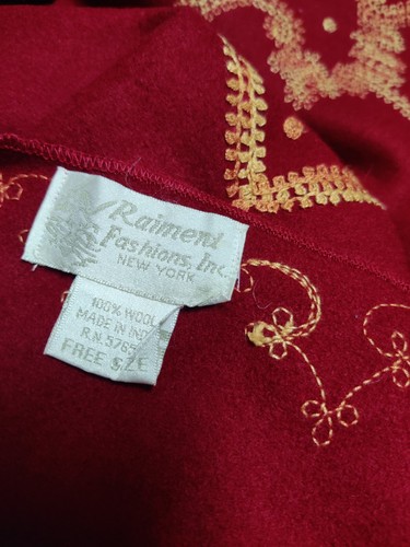 Raiment Fashions Women's Cape Poncho Wrap Free Size 100% Wool Brandy 56"X 37" - Picture 7 of 13