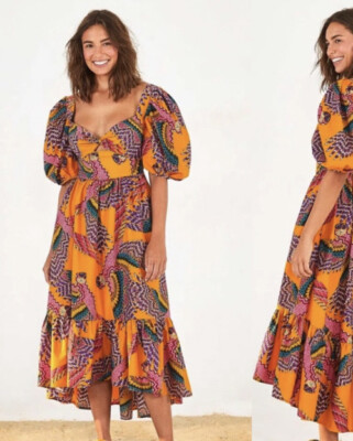 farm rio beaded macaws midi dress Sand Macaw Jungle V Neck Midi Dress – FARM Rio main image 0